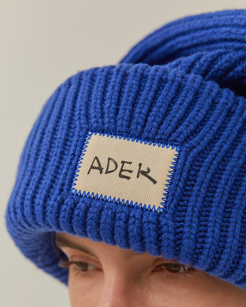 帽子 ADER Error CRUMPLE Beanie 値引 ADER error Blue Crumple Logo Beanie ADER error 帽子 - 帽子